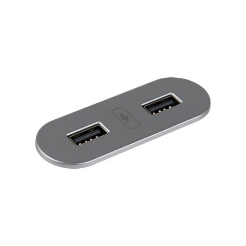 VersaPICK USB-розетка овальная, 2 USB порта (5В, 2,1А), 110-220В серый