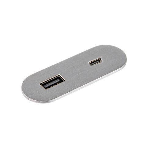 VersaPICK USB-розетка овальная, 1 USB порта (5В/9В, 3А/2A), 110-220В нержавеющая сталь