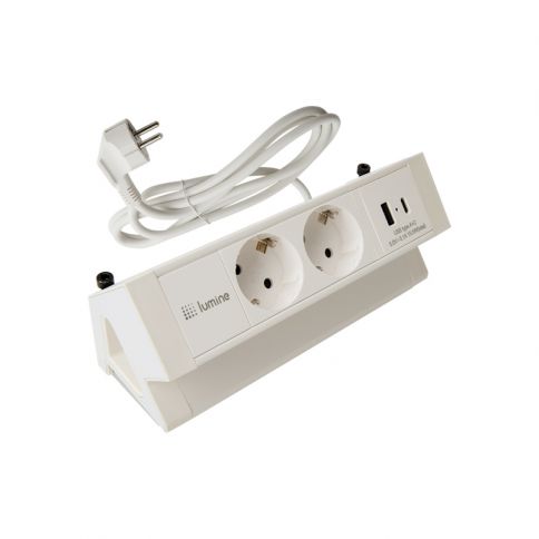 Lumine ORION pinnapealne pistikupesa 2xpistikupesa, 2xUSB A+C (15,5W) valge