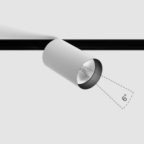 IN_LINE TUB M NB, D52mm, H90mm, LED 10W, 6°, 3000K, valge