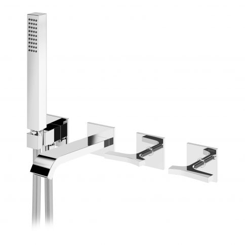 Bruma Royale Progressive peidetud 3-väljundiga segisti koos EdgeQ vannivooliku ja Quadra käsidušikomplektiga kroom