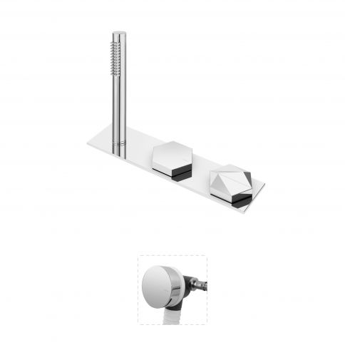 Bruma Utopia Vanni- ja dušikomplekt käsiduši, vannitäitja, integreeritud pritsmekaitsega ümberlüliti, halli Lux dušivooliku ja värvilise furnituuriga Gunmetal