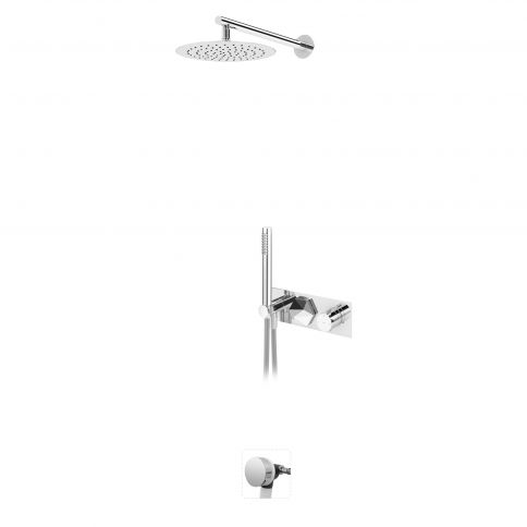 Bruma Utopia Termostaatiline vann-dušikomplekt dušipeaga Ø250 mm, käsidušiga ja vannitäitjaga, Puhas valge
