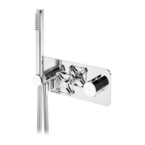 Bruma Navy Termostaatiline segisti koos käsidušiga, Puhas valge