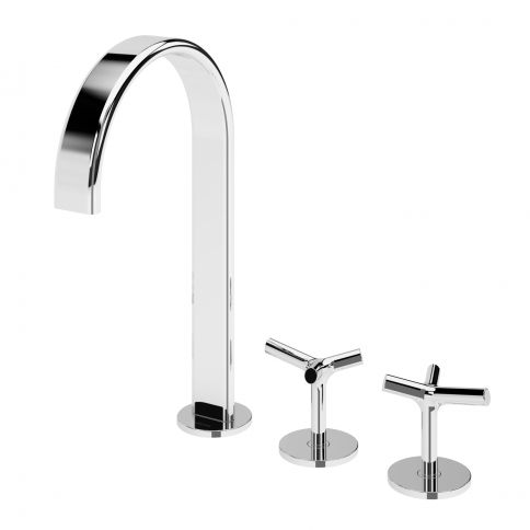 Bruma Genesi Kahe käepidemega 3-auguline kraan pesuvalamule, Puhas valge