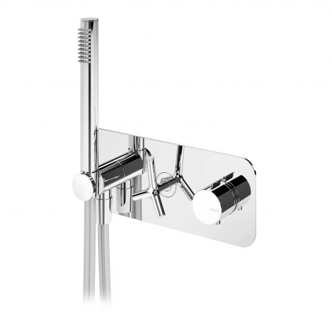 Bruma Genesi Termostaatiline 3-väljalaske segisti koos käsidušikomplektiga, Puhas valge