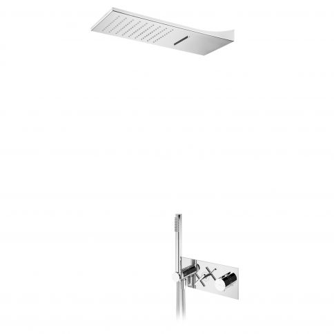 Bruma Hera Termostaatkomplekt Line Cascade dušiga (Vihm/Kosk) ja käsidušiga, Puhas valge