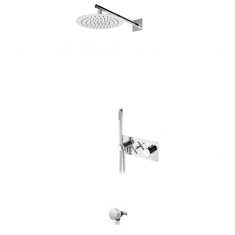 Bruma Hera Termostaatkomplekt vannile ja dušile dušipeaga Ø250 mm, käsidušikomplekti ja vannitäitjaga, Päikesetõus