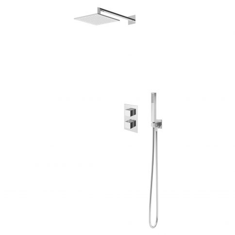 Bruma Escudo Dušikomplekt ABS-laedušiga 200x200 mm, käsiduši komplektiga Quadra ja termostaatsegistiga Celsius, Hommikune udu