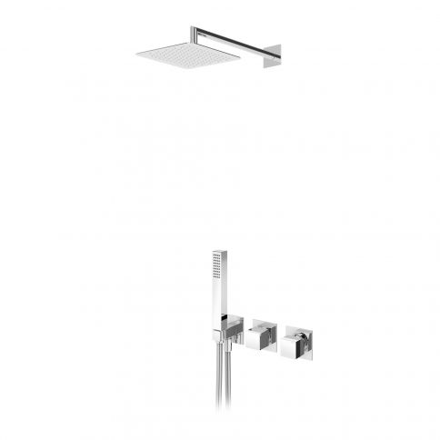 Bruma Escudo Dušikomplekt roostevabast terasest laedušiga 250x250 mm ja käsiduši komplektiga Quadra, Kroom