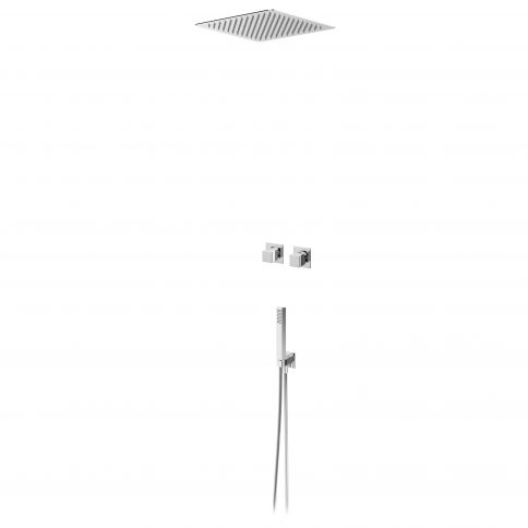 Bruma Escudo Dušikomplekt laedušiga EasyFix 300x300 mm (Vihm) ja eraldi käsiduši komplektiga Quadra, Kroom