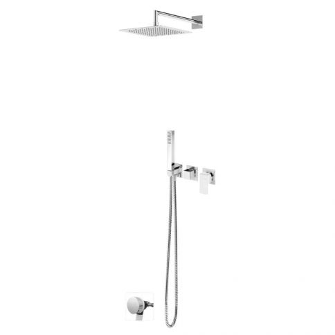Bruma Linea Vanni-dušikomplekt roostevabast terasest dušiotsikuga 250x250 mm, käsidušikomplektiga Quadra ja vannitäitega, Gunmetal